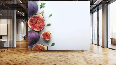 Fresh ripe figs on white background Wall mural