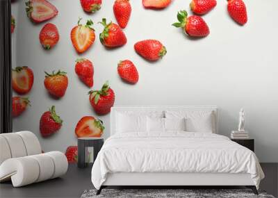 Fresh strawberries on white background Wall mural