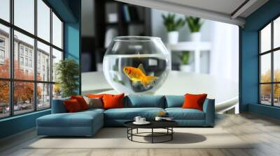 Glass fishbowl on table Wall mural