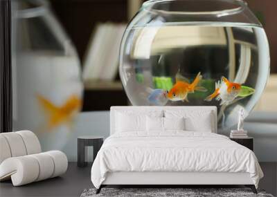 Glass fishbowls on table Wall mural