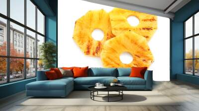 Grilled pineapple slices on white background Wall mural