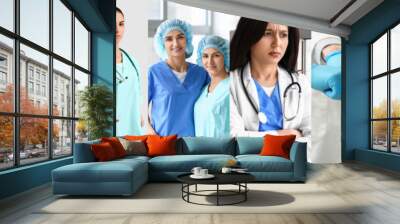 Group of female doctors. National Women Physician Day Wall mural