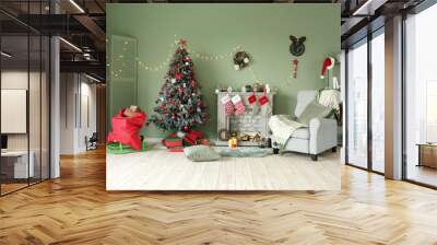 Interior of beautiful room decorated for Christmas Wall mural