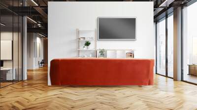 Interior of living room with modern TV on wall Wall mural