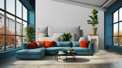 Interior of modern living room with stylish sofa and houseplants Wall mural