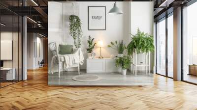 Interior of modern room with green houseplants Wall mural