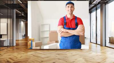 Loader in flat on moving day Wall mural