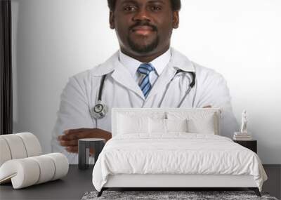 Male African-American doctor on white background Wall mural