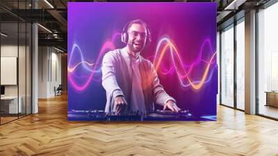 Male DJ playing music in club Wall mural