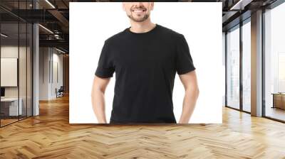 Man in stylish t-shirt on white background Wall mural