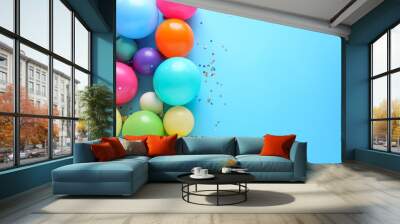 Many balloons on color background Wall mural