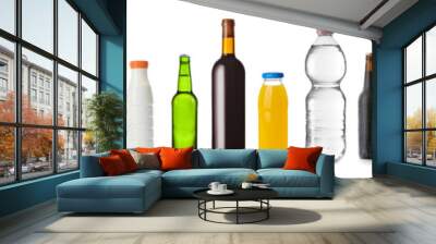 Many bottles on white background Wall mural