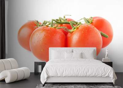 Many fresh cherry tomatoes on white background Wall mural