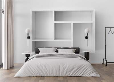 Modern empty shelf hanging on light wall Wall mural