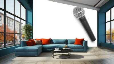 Modern microphone on white background Wall mural