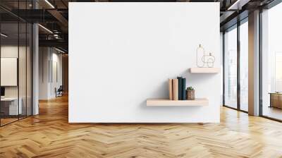 Modern shelves with books and decor on white wall Wall mural