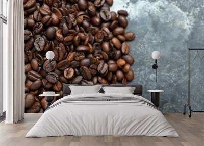 Natural coffee beans on grunge background Wall mural