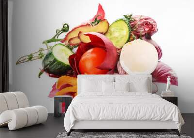 Organic garbage on white background. Recycling concept Wall mural