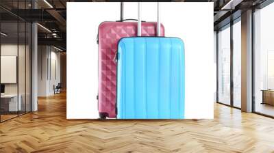 Packed suitcases on white background Wall mural