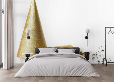 Party popper with confetti and hat on white background Wall mural