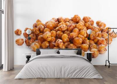 Pile of fried chickpeas on white background Wall mural