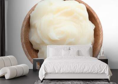 Plate with lard on white background Wall mural