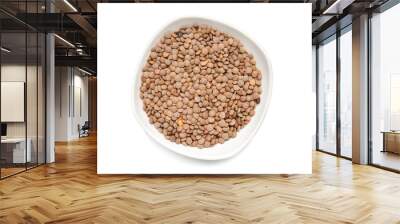 Plate with lentils on white background Wall mural