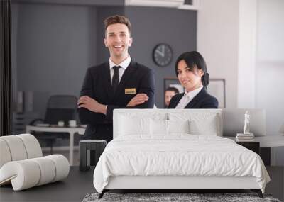 Portrait of receptionists in office Wall mural