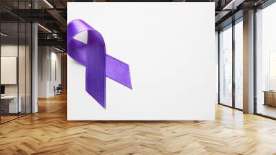 Purple ribbon on light background. Cancer concept Wall mural