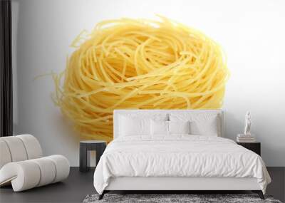 Raw pasta nest on white background Wall mural