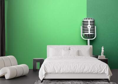 Retro microphone on color background Wall mural