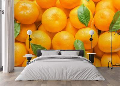 Ripe tasty tangerines as background Wall mural