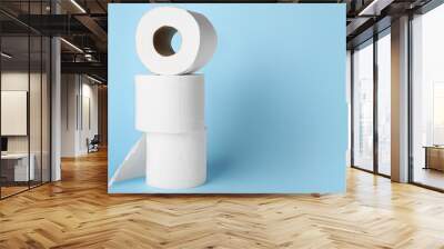 Rolls of toilet paper on color background Wall mural