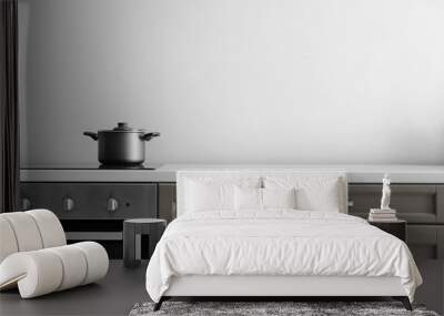 Saucepan on electric stove on counter in kitchen Wall mural