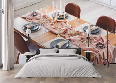 Served table in modern dining room Wall mural