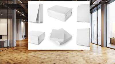 Set of cardboard boxes on white background Wall mural