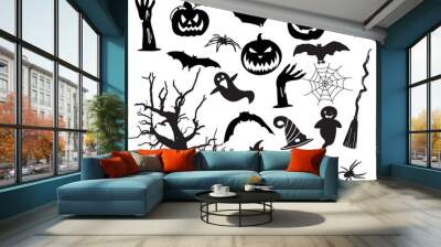 Set of clip art for Halloween on white background Wall mural