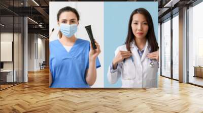 Set of different female doctors in uniforms Wall mural