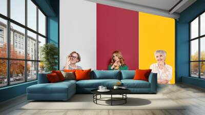 Set of elderly people on color background Wall mural