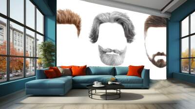 Set of fashionable men's hairstyles for designers isolated on white Wall mural