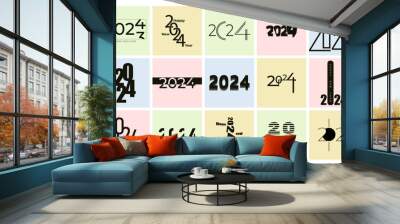 Set of figures 2024 on color background. Happy New Year Wall mural