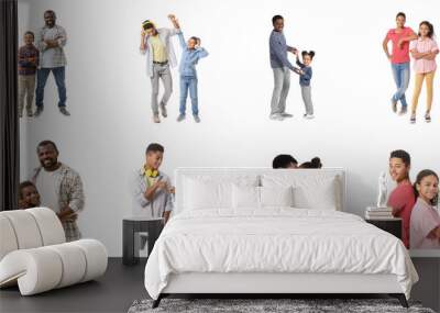 Set of happy African-American family members isolated on white Wall mural