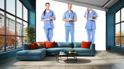 Set of medical students isolated on white Wall mural