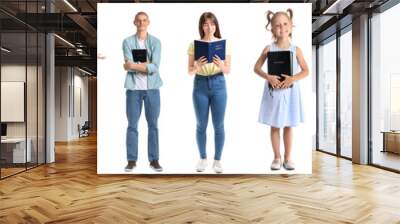 Set of people with Bible isolated on white Wall mural