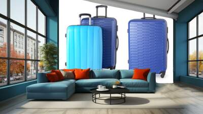 Set of suitcases on white background Wall mural