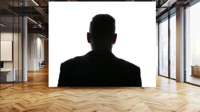 Silhouette of businessman on white background, back view Wall mural