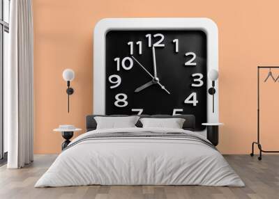 Stylish clock on color background Wall mural