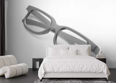 Stylish eyeglasses on white background Wall mural