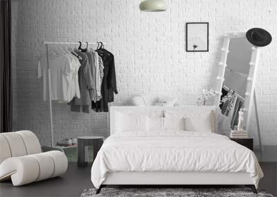 Stylish interior of female dressing room Wall mural