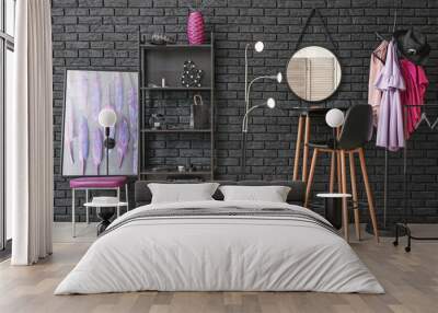 Stylish interior of female dressing room Wall mural